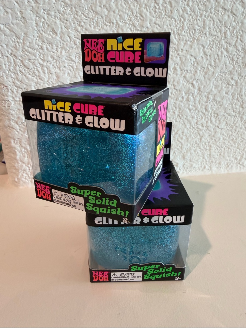Nee Doh Nice Cube Glitter & Glow - Blue Squishy Sensory Toy
